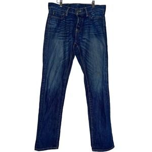 Abercrombie & Fitch Mens Skinny Jeans Dark Wash Button Fly Distressed Size 32X32